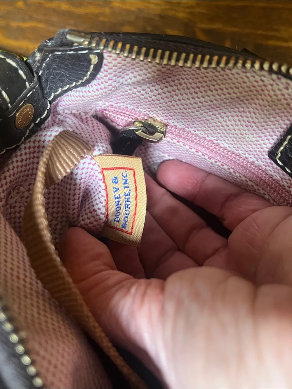Dooney & Bourke Dark Brown Pebble Leather Satchel with Gold Hardware